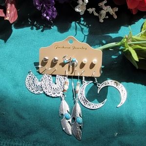 Boho Stud and Dangle Six Set  Fashion Earrings